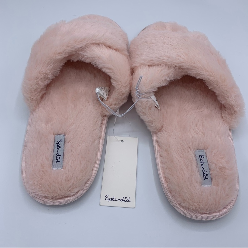 SPLENDID Faux Fur Crisscross Slippers - Picture 5 of 8